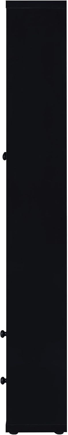 Coaster Home Furnishings - Hawthorne - 4-Shelf Wood Accent Cabinet with Farmhouse Style, Glass Doors, Drawers - Living Room, Entryway & Home Kitchen - Black - 953478