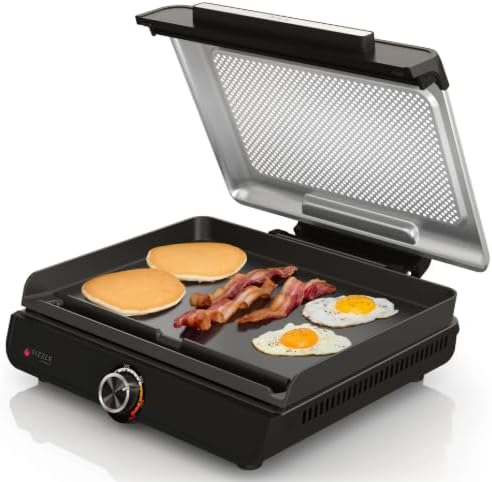 Sizzle 14' Electric Griddle, 500F High Heat Kitchen Grill with Nonstick Plate, Low-Smoke Technology, Edge-to-Edge Heating, Family-Sized Capacity, Countertop Cooking ToolIndoor,1450 W (GR100GDL)