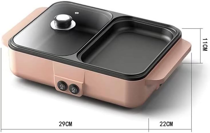 JYYBN Electric Grill Indoor Hot Pot, Multifunctional Teppanyaki Grill/Korean BBQ/Shabu Shabu Hot Pot, Non-Stick&Two-Speed Fire Control, for 2-3 People