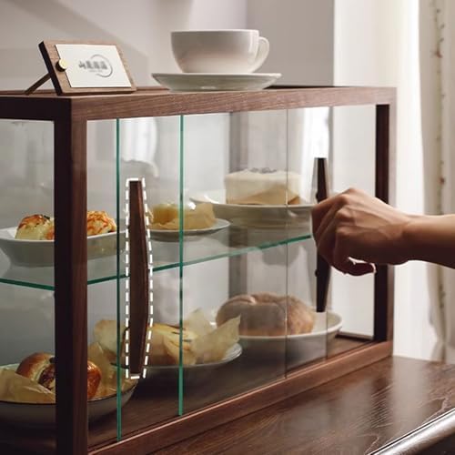 Bakery Display Case, Wood Countertop Cabinet with Glass Doors, Pastry Display Case for Baked Goods Cookie Dessert Cupcake