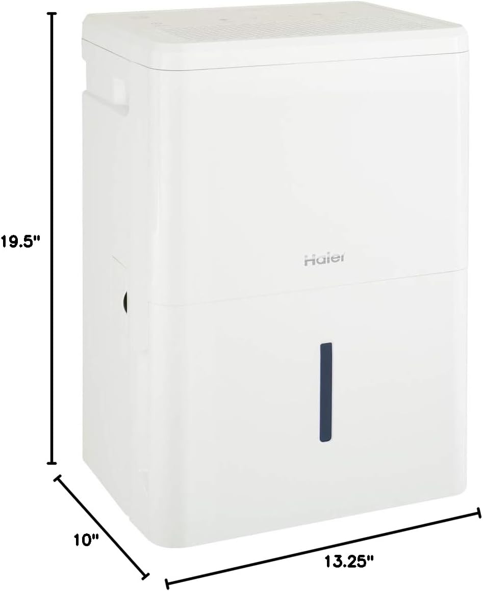 Haier 35 Pint Portable Dehumidifier, Perfect for Bedroom, Basement & Garage, For High Humidity or Very Damp Areas, Empty Bucket Alarm, Clean Filter Alert & LED Digital Controls, Energy Star, White