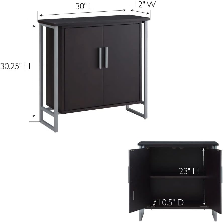 Leick Home 10140-BLKNK Talia Mixed Metal and Wood Foyer Cabinet with Adjustable Shelf for Entryway, Hallway, Bedroom, Living Room, Black/Satin Nickel