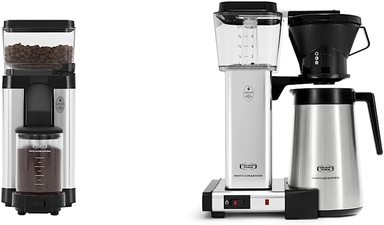 Technivorm Moccamaster 49520 KM5 Burr Coffee c, Polished Silver & 79112 KBT Coffee Brewer, 40 oz, Polished Silver