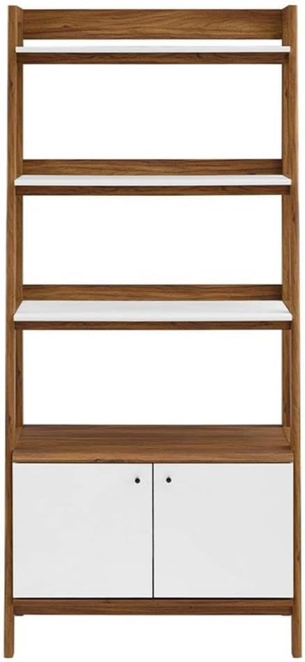 Modway Bixby Bookshelf Display Case, 33 Inch, Walnut White