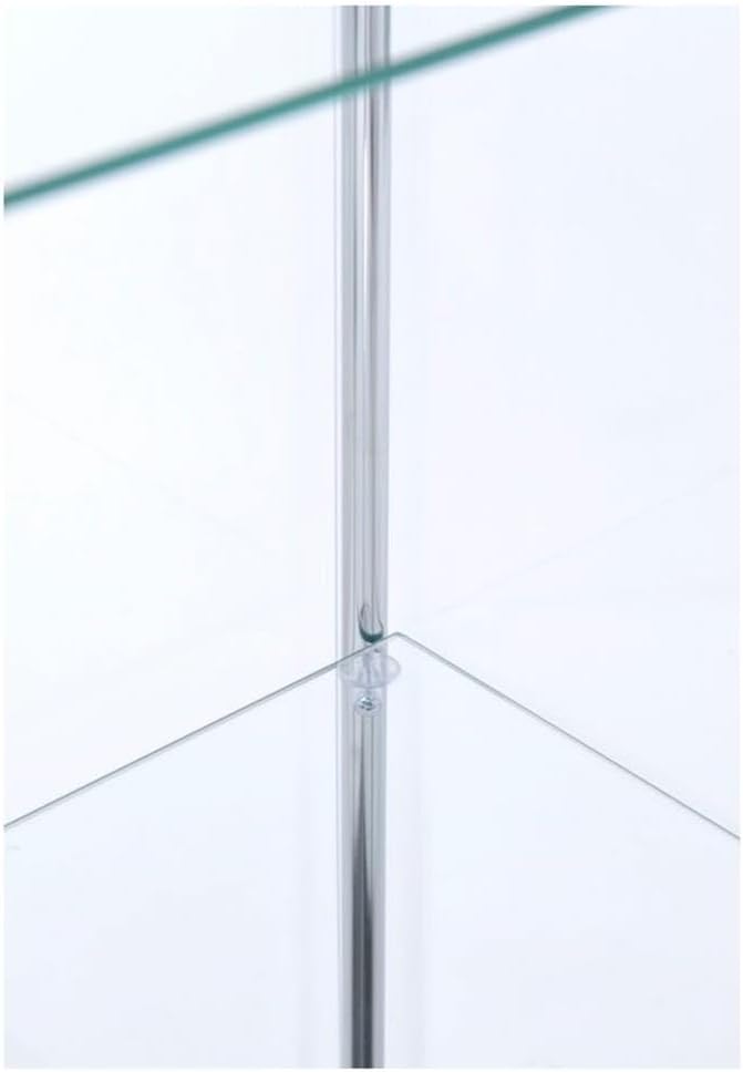 BOWERY HILL 4 Shelf Glass Display Case Cabinet with Chrome Support Beams and Cappuccino Brown Top/Base