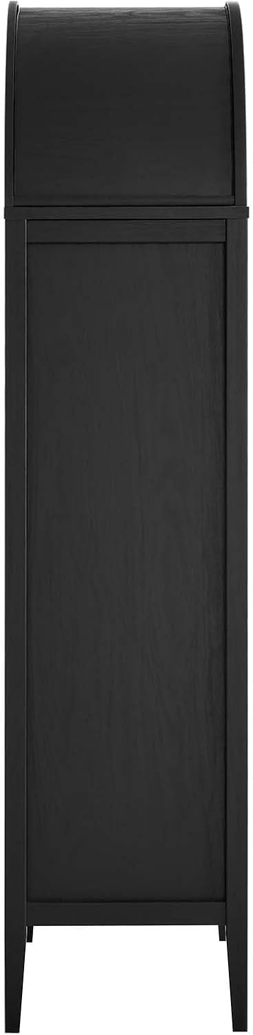 Modway Nolan Modern Farmhouse 71 Inch Tall Arched Storage Display Cabinet in Black Oak