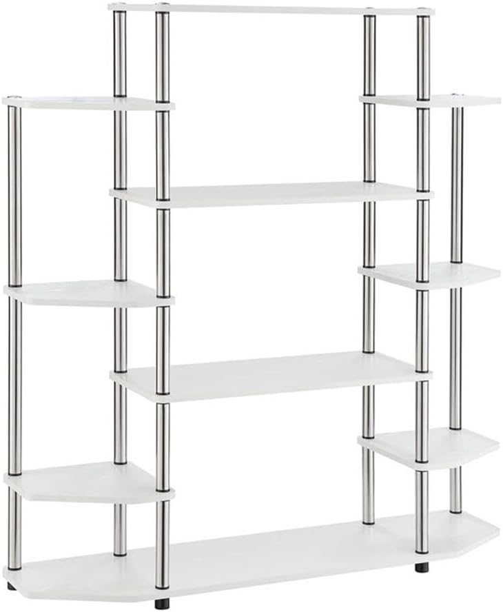 Convenience Concepts Designs2Go No Tools Wall Unit Bookshelf 47.25' - Contemporary Storage Shelves for Display, 10 Spacious Shelves for Modern Living Room, Office, Den, White