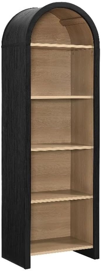 Modway Evie Modern Arched Narrow Bookcase in Black - 71 Inch Open Shelf Display Cabinet - Stylish 5-Tier Bookshelf for Living Room, Dining Room, or Home Office