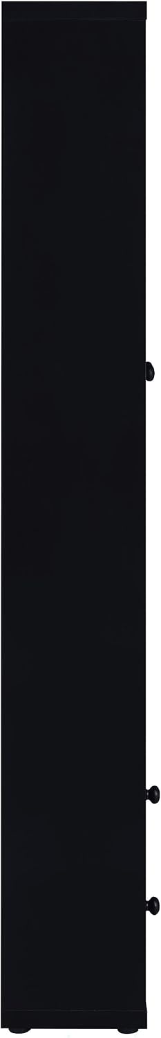 Coaster Home Furnishings - Hawthorne - 4-Shelf Wood Accent Cabinet with Farmhouse Style, Glass Doors, Drawers - Living Room, Entryway & Home Kitchen - Black - 953478