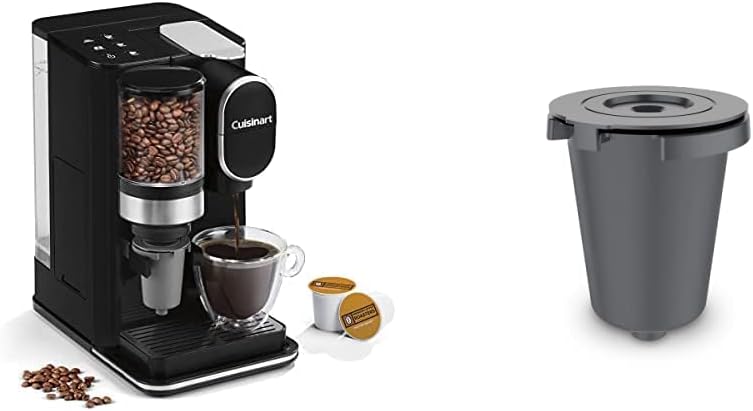 Cuisinart Single Serve Coffee Maker + Reusable Filter Cup, 48 oz Reservoir, Conical Burr Grinder