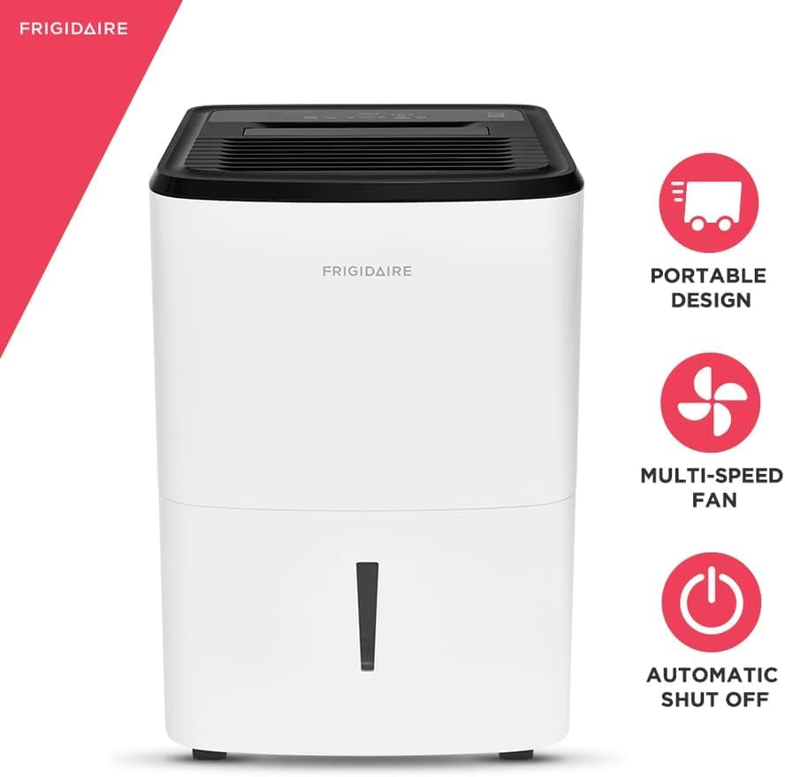 Frigidaire 50 Pint Dehumidifier. 4,500 Square Foot Coverage. Ideal for Large Rooms and Basements. 1.7 Gallon Bucket Capacity