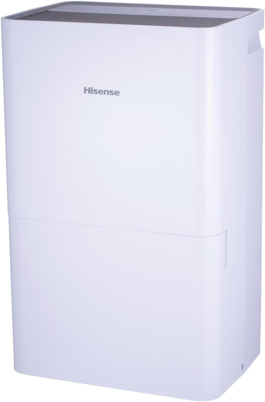Hisense Energy Star 50-Pint Portable Dehumidifier with Auto-Shutoff and Timer, Home Dehumidifier and Moisture Absorber For Basement, Garage, Living Room in White