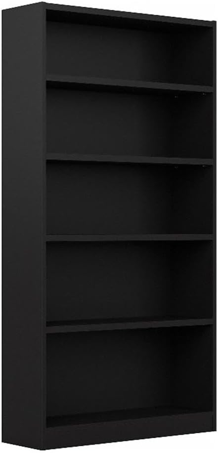 Bush Home Tall 5 Shelf Bookcase, 5 Tier Bookshelf Storage Cabinet with Adjustable Shelves for Living Room, Bedroom or Home Office, Universal Collection, Black