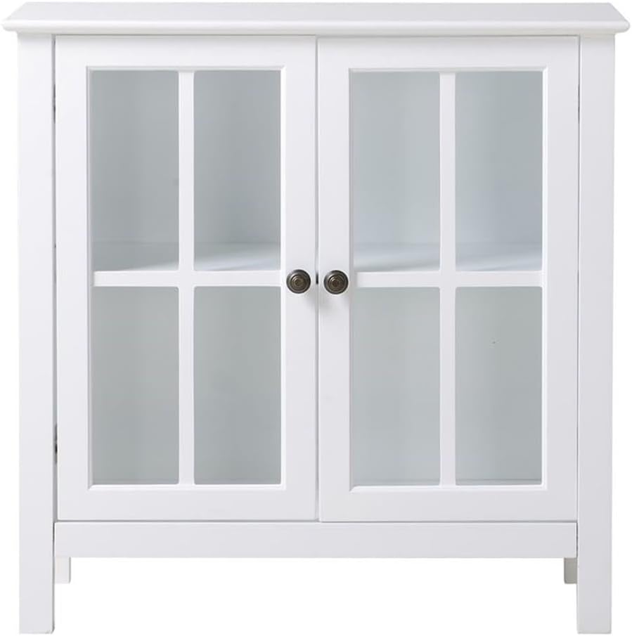 OS Home and Office Furniture Transitional Wood Accent Display Cabinet in White