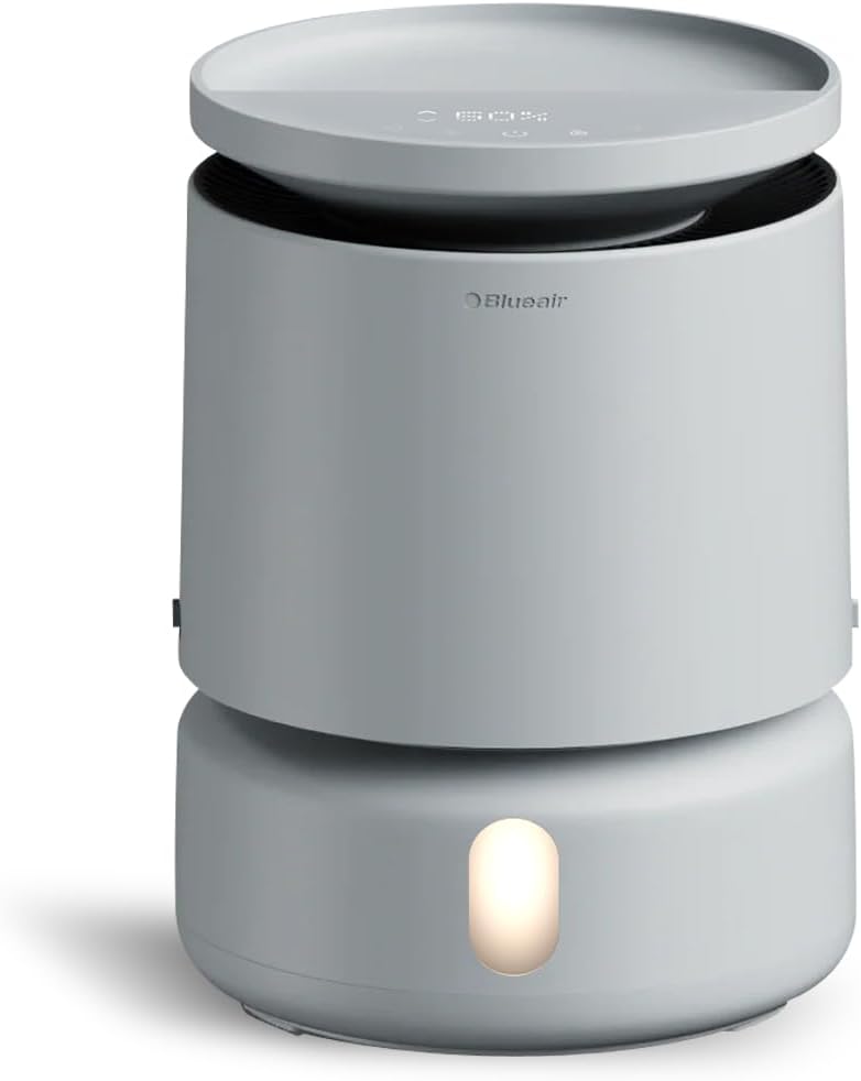 BLUEAIR Room Humidifier - DreamWell - 48Hr Top-Fill Mist-Free InvisibleMist Technology Aroma Stone for Essential Oils and Soothing Mood Lighting - Quiet Operation for Bedroom and Home Use, Grey