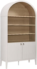 Modway Nolan Tall Arched Storage Display Cabinet in Ivory - 74 Inch Arch Bookshelf with Open and Closed Shelving - Modern Accent Cabinet for Living Room, Dining Room