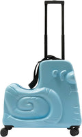 DNYSYSJ Children's Ride On Luggage, 20' Kid's Trolley Suitcase with Universal Wheels and Password Lock, Carry On Luggage Rolling Luggage, Aged 1-6 Years, ABS+PC (Blue, Snail Pattern)
