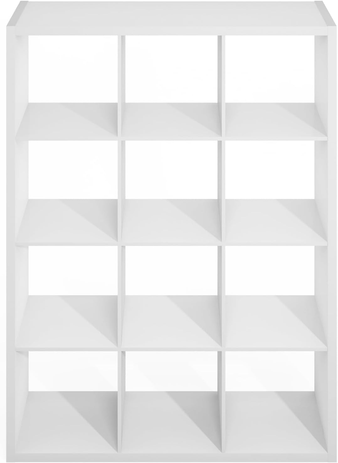 Furinno Simple Cube Storage Organizer, 12-Cube Display Shelf, Open Back Shelving Unit, Storage Shelves, Extra Thick Frame, for Organization and Storage, Living Room, Home Office, White