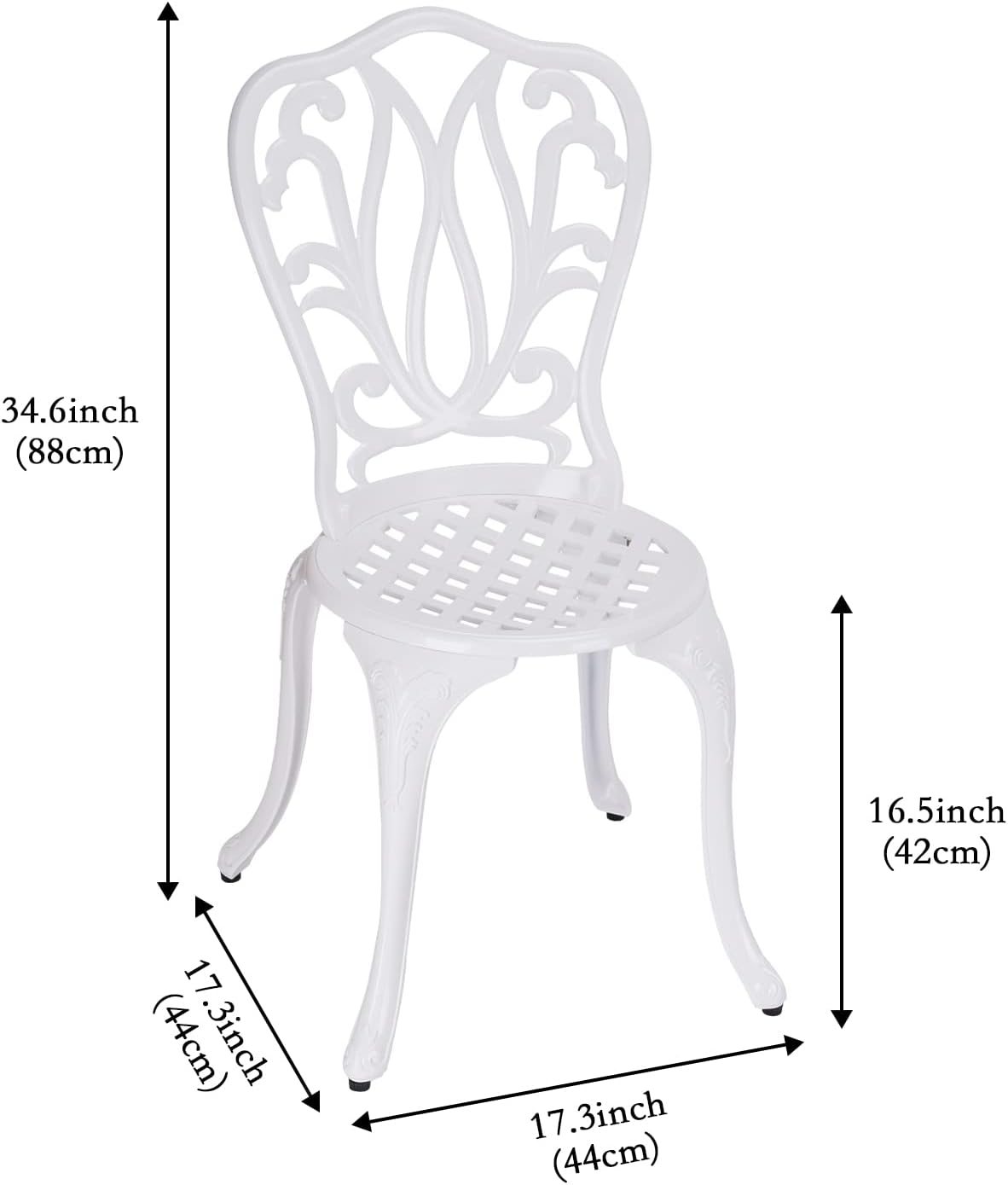 3 Piece Bistro Set,Outdoor Patio Set,Anti-Rust Cast Aluminum Bistro Table Set for Park Yard Front Porch Furniture(New White)…
