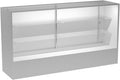 WISDOMFUR Full Vision Display Cabinet – 72' Glass Showcase with LED Light, Adjustable Shelves, Locking Sliding Doors – Retail Display Counter with White Wood Base