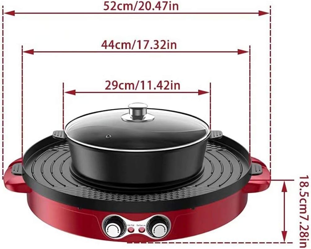 Portable Electric Grill,2-in-1 Electric Smokeless Grill Hotpot,Extra Large Surface Nonstick Pan,Adjustable Temperature Range 0°-1200°C,Indoor and Outdoor Use Useful (Black A)