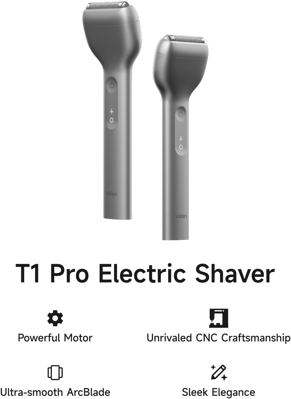 Laifen T1 Pro 1-Blade Electric Shaver, High-Speed 12,000 Cuts/Min, Long Hair Trimmer with 3 Guards, for Sparse Beard & Daily Styling, Wet & Dry, IPX7 Waterproof Razor (Space Gray)
