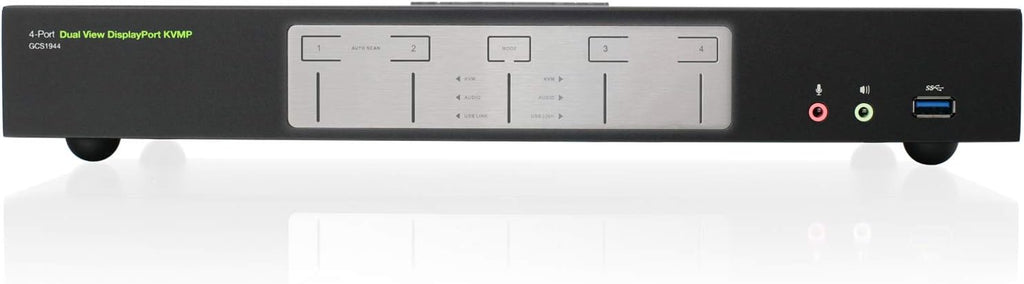 IOGEAR 4-Port Dual View DisplayPort KVMP Switch - 4K 60Hz - 2 DisplayPort In Per Channel - 2-Port USB 3.1 Hub 5Gbps - Keyboard Mouse Input - 7.1 HD Audio - Front Panel Selector - TAA Mac/Win - GCS1944