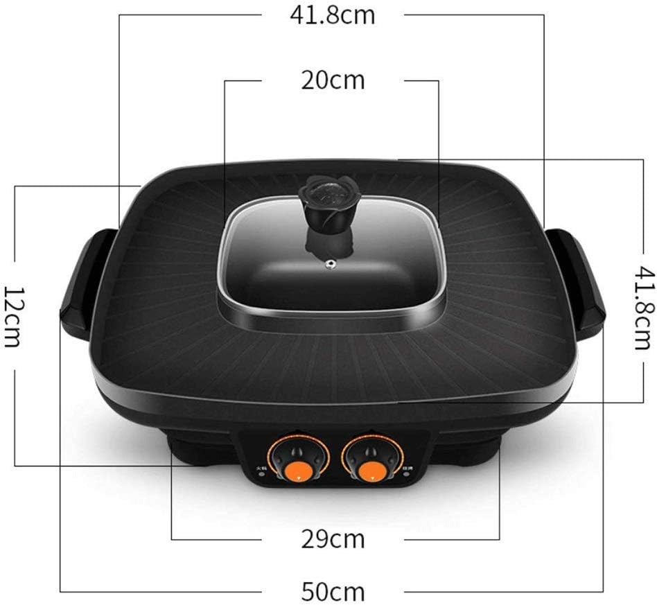 Barbecue Grill Grilled hot Pot with one Pot -Electric Grill Indoor Hot Pot Multifunctional, Indoor Teppanyaki Grill/Pot with Divider - Separate Dual Temperature