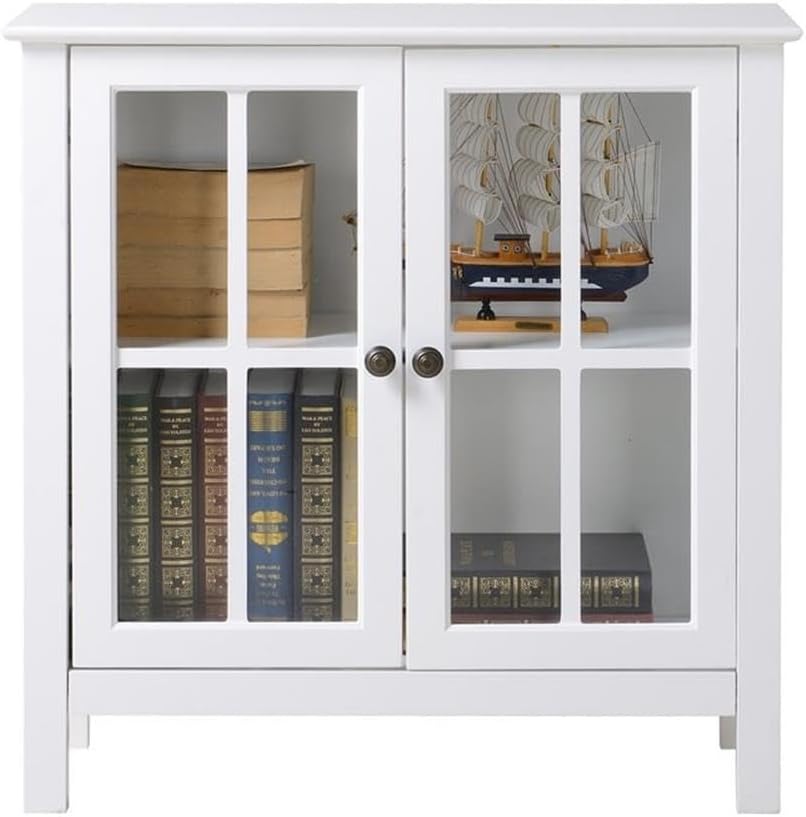 OS Home and Office Furniture Transitional Wood Accent Display Cabinet in White