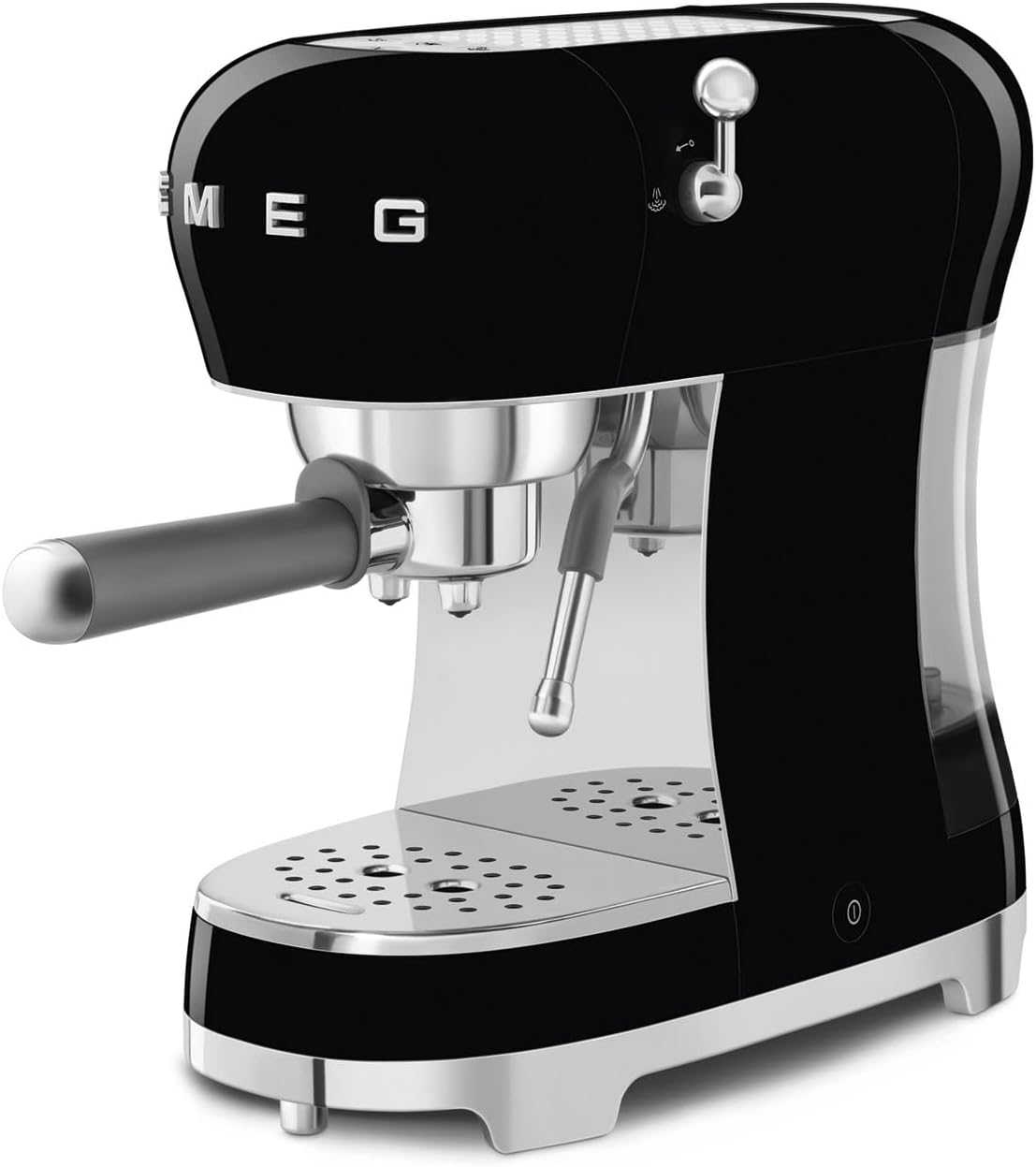Smeg Manual Espresso Machine with Steam Wand, 15 Bars of Pressure, Stainless Steel Porta Filter, Passive Cup Warmer, User Friendly Controls, and Measuring Scoop Tamper Made in Italy (Black)