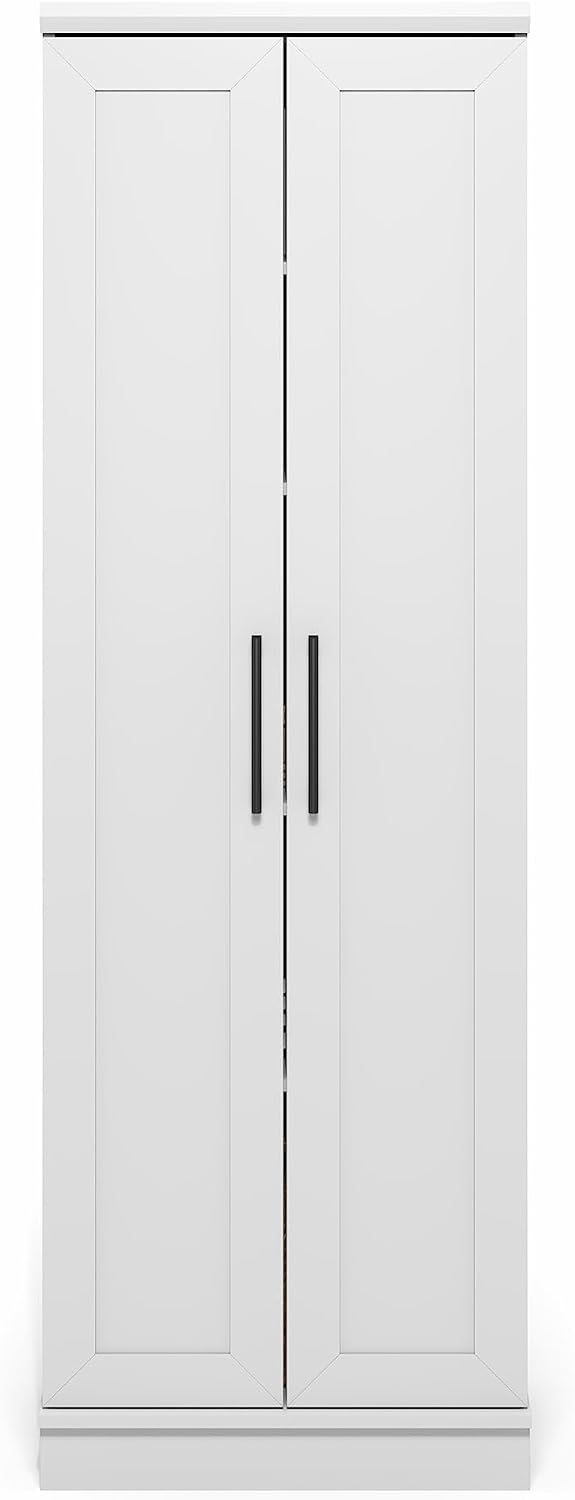Furinno Robin Storage Cabinet, 5-Tier Pantry Cabinet with Adjustable Shelves, 23W with 2 Shaker-Doors, Kitchen Cabinet, Organization and Storage, for Pantry, Living Room, Home Office, White
