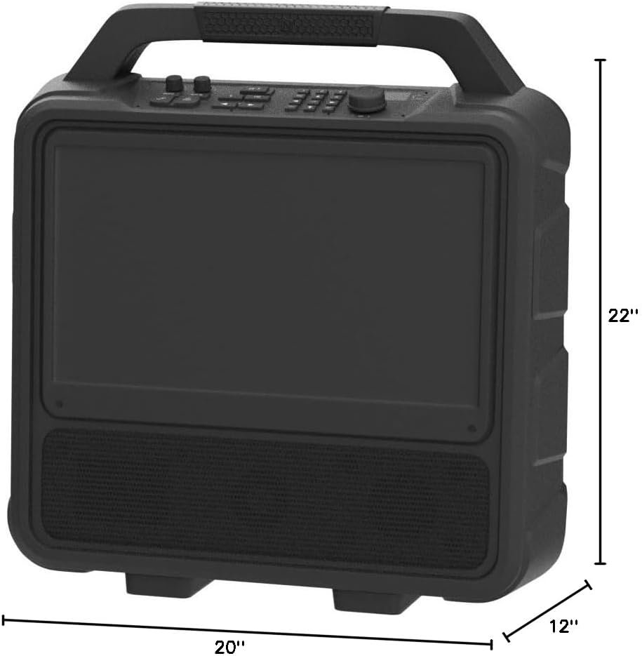 Monster Vision 2 | Portable Entertainment System with 15.6' 1080p Display & 60W Speakers | up to 25 Hours of Playtime | Dual HDMI Ports | Includes USB-C to HDMI Cable | ATSC Tuner for Portable TV use