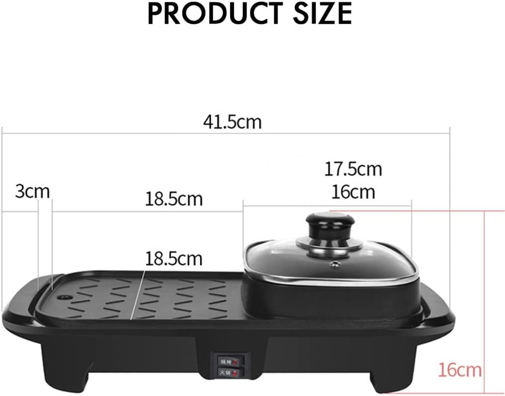 YYDS Hot Pot 2in1 Hot Pot and Electric Grill Indoor Baking Flat Pan Double-Flavor Hotpot Smokeless Grill Barbecue Non-Stick Electric Grill (Color : Black)