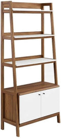 Modway Bixby Bookshelf Display Case, 33 Inch, Walnut White