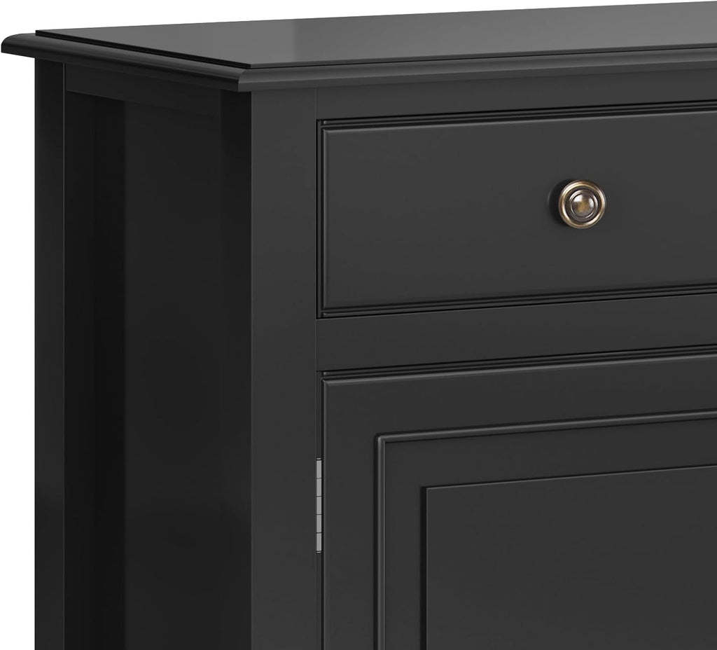 SIMPLIHOME Connaught 40-inch Wide Solid Wood Storage Cabinet in Black for Entryway, Living Room, Organizer for Hats, Gloves, Shoes, Keys, Slim Design, Traditional Style