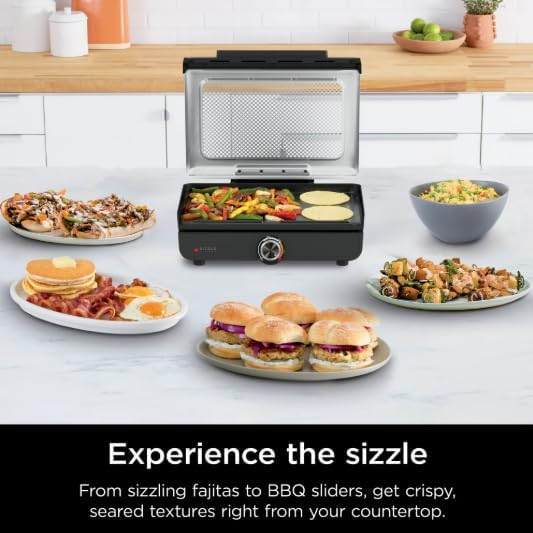 Sizzle 14' Electric Griddle, 500F High Heat Kitchen Grill with Nonstick Plate, Low-Smoke Technology, Edge-to-Edge Heating, Family-Sized Capacity, Countertop Cooking ToolIndoor,1450 W (GR100GDL)