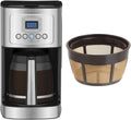 Cuisinart Coffee Maker, 14-Cup Glass Carafe, Fully Automatic for Brew Strength Control & 1-4 Cup Setting, Stainless Steel, DCC-3200P1 & GTF-B Gold Tone Coffee Filter, Basket, Burr Mill