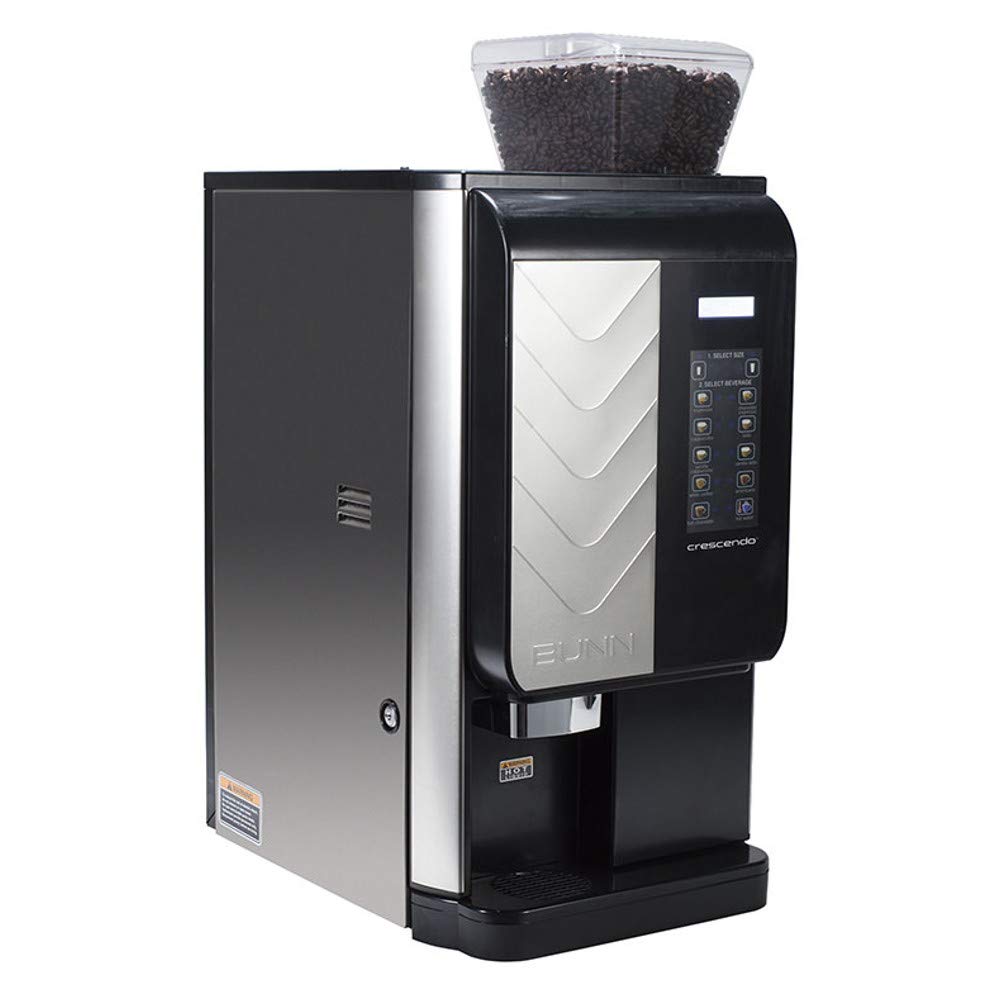 Bunn 44300.0201 Crescendo Bean to Cup Coffee Brewer, Single Cup Brewer, Two 3.3 lb & One 2.2 lb Powder Hoppers, One 2.2 lb Visible Bean Hopper