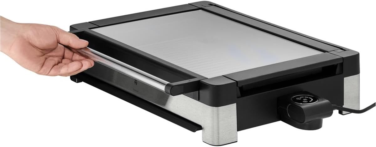 WMF Lono Elektro Tischgrill mit Glasdeckel, Indoor Grill, Tischgrill elektrisch mit Deckel, beschichtete Grillplatte, 2200 Watt, edelstahl matt