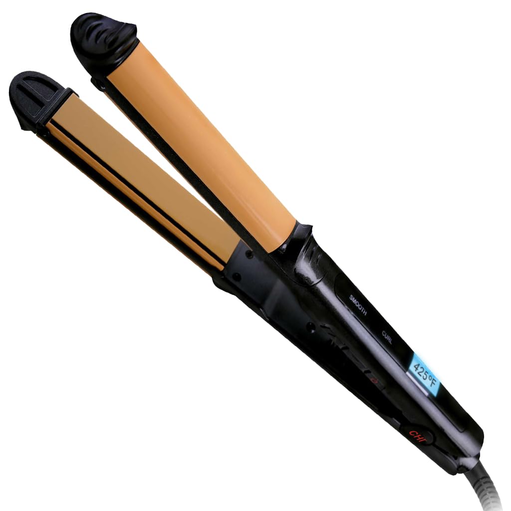 CHI Tourmaline Ceramic 3-in-1 Multi Styler, Curl & Wave Styling Iron For Shiny, Frizz-Free Hair, Auto Shut-Off, 0.75' Plates, 1' Barrel, Onyx Black