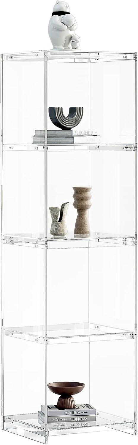 Acrylic Display Cabinet, 4-Tier Display Case in Bedroom, Living Room, Playroom, Modern Style (16' D x 16' W x 62' H)