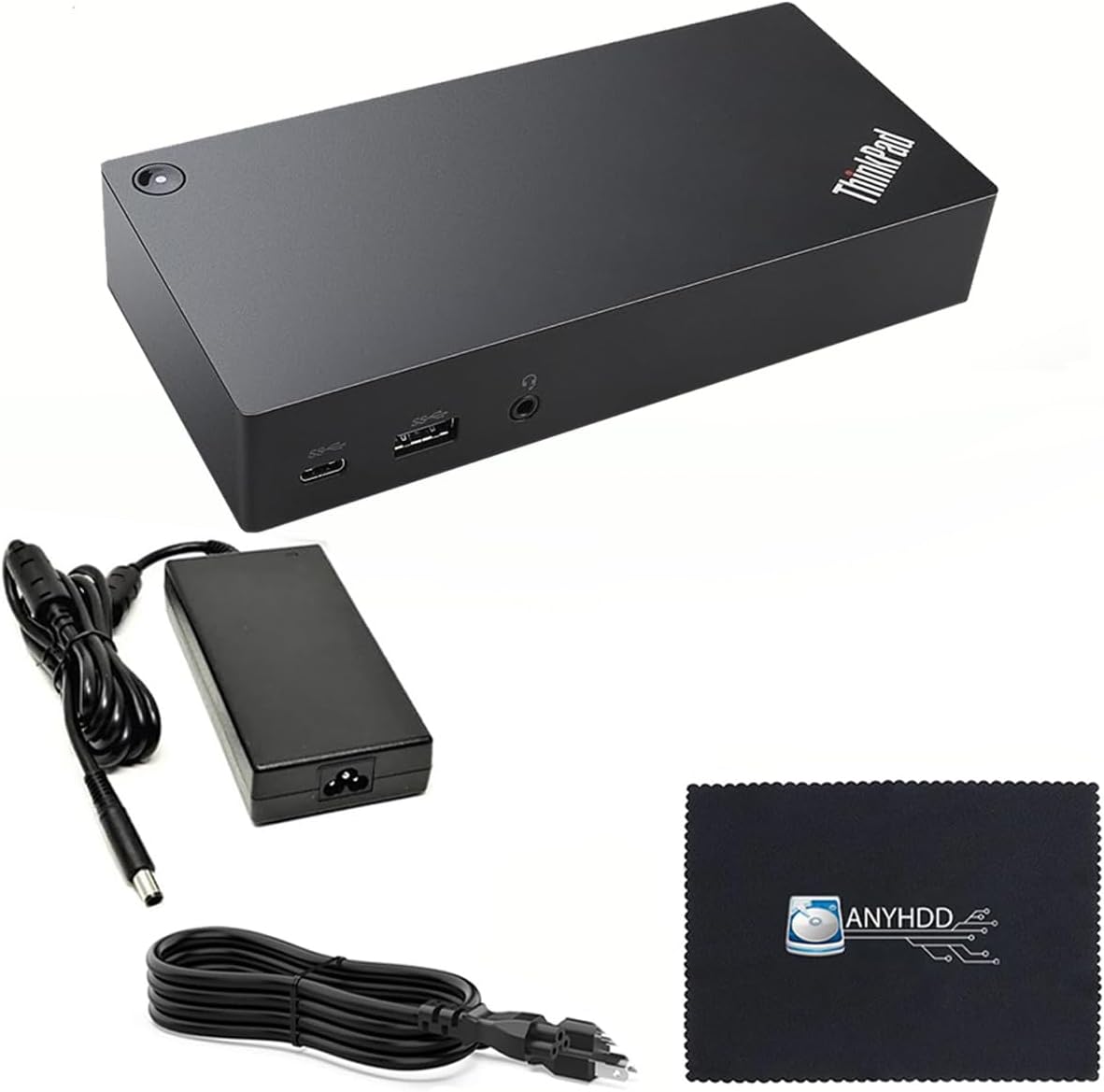 40A90090US Dock Dual Monitor Bundle with 90W AC Adapter + Microfiber Cloth (Renewed)