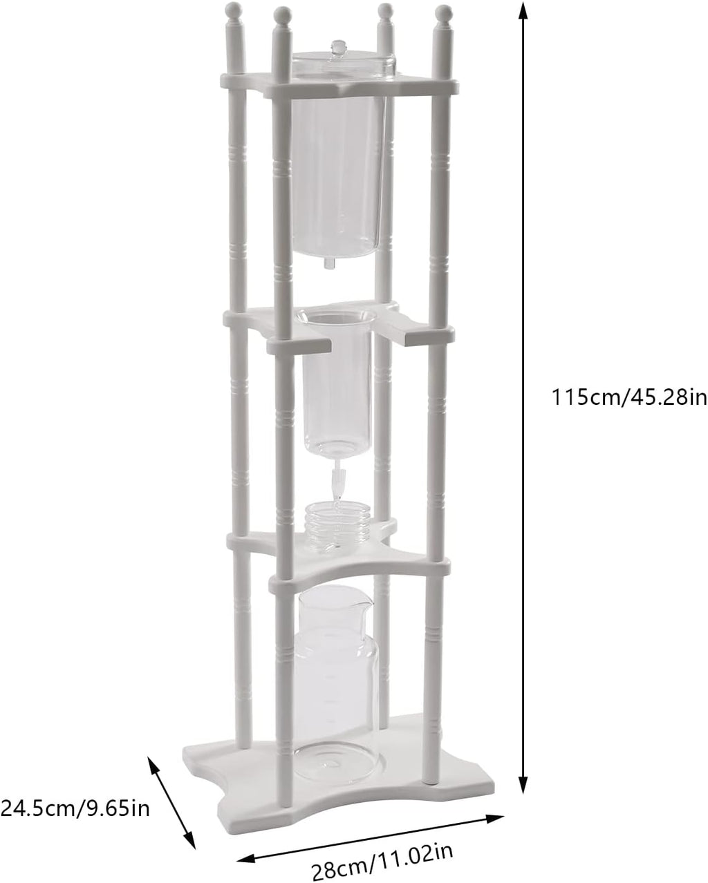 Ice Drip Coffee Maker, 2.5L Iced Coffee Maker Drip Tea Maker Tower Wooden Stand Glass Dripper Machine Cold Brew for Making Delicious Cold, Extracted Coffee at Home, Coffee Shops