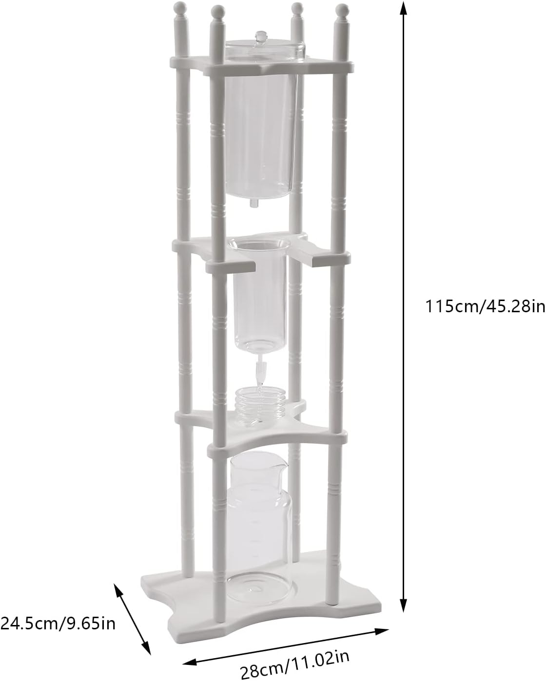 Ice Drip Coffee Maker, 2.5L Iced Coffee Maker Drip Tea Maker Tower Wooden Stand Glass Dripper Machine Cold Brew for Making Delicious Cold, Extracted Coffee at Home, Coffee Shops