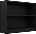 Bush Home Small 2 Shelf Bookcase, 2 Tier Bookshelf Storage Cabinet with Adjustable Shelf for Living Room, Bedroom or Home Office, Universal Collection, Black