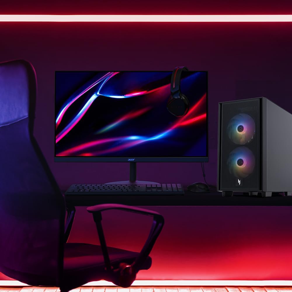 acer Nitro 60 N60-640-UR21 Gaming Desktop | Intel Core i5-14400F 10-Core Processor | NVIDIA GeForce RTX 5060 Graphics (614 AI Tops) | 16GB DDR5 | 1TB PCIe Gen 4 SSD | Wi-Fi 6 | Gigabit Ethernet