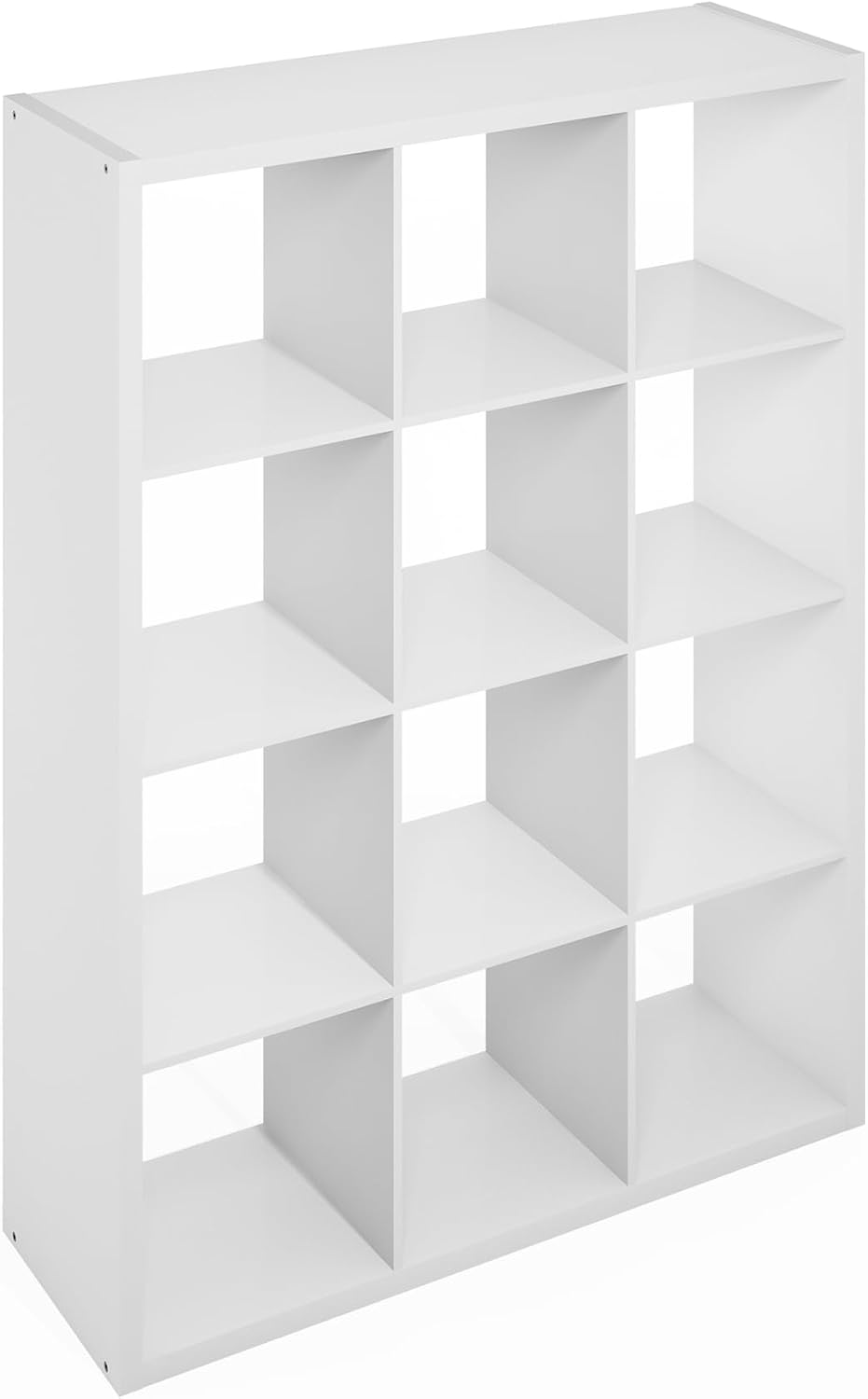 Furinno Simple Cube Storage Organizer, 12-Cube Display Shelf, Open Back Shelving Unit, Storage Shelves, Extra Thick Frame, for Organization and Storage, Living Room, Home Office, White