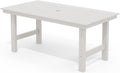SERWALL HDPE Outdoor Dining Table for 6, 67' Rectangle Patio Dining Table with Umbrella Hole, White