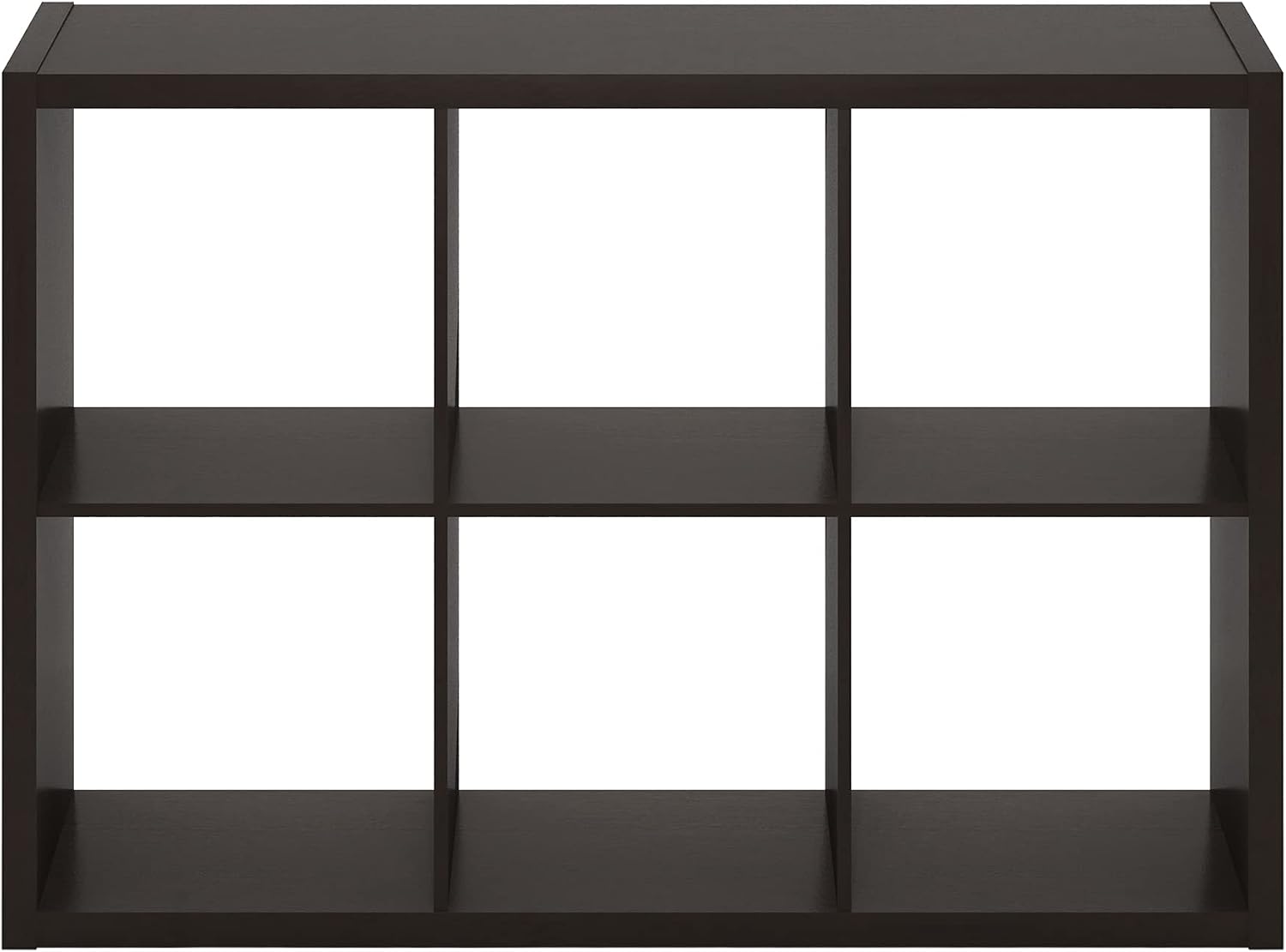 Furinno Cubicle Book Shelf, 6-Cube Bookshelf, Extra Thick Frame Horizontally & Vertically Reversible Bookcase with Open Back, 14.6' x 44' x 30', for Living Room, Bedroom, Home Office, Black Dark Oak