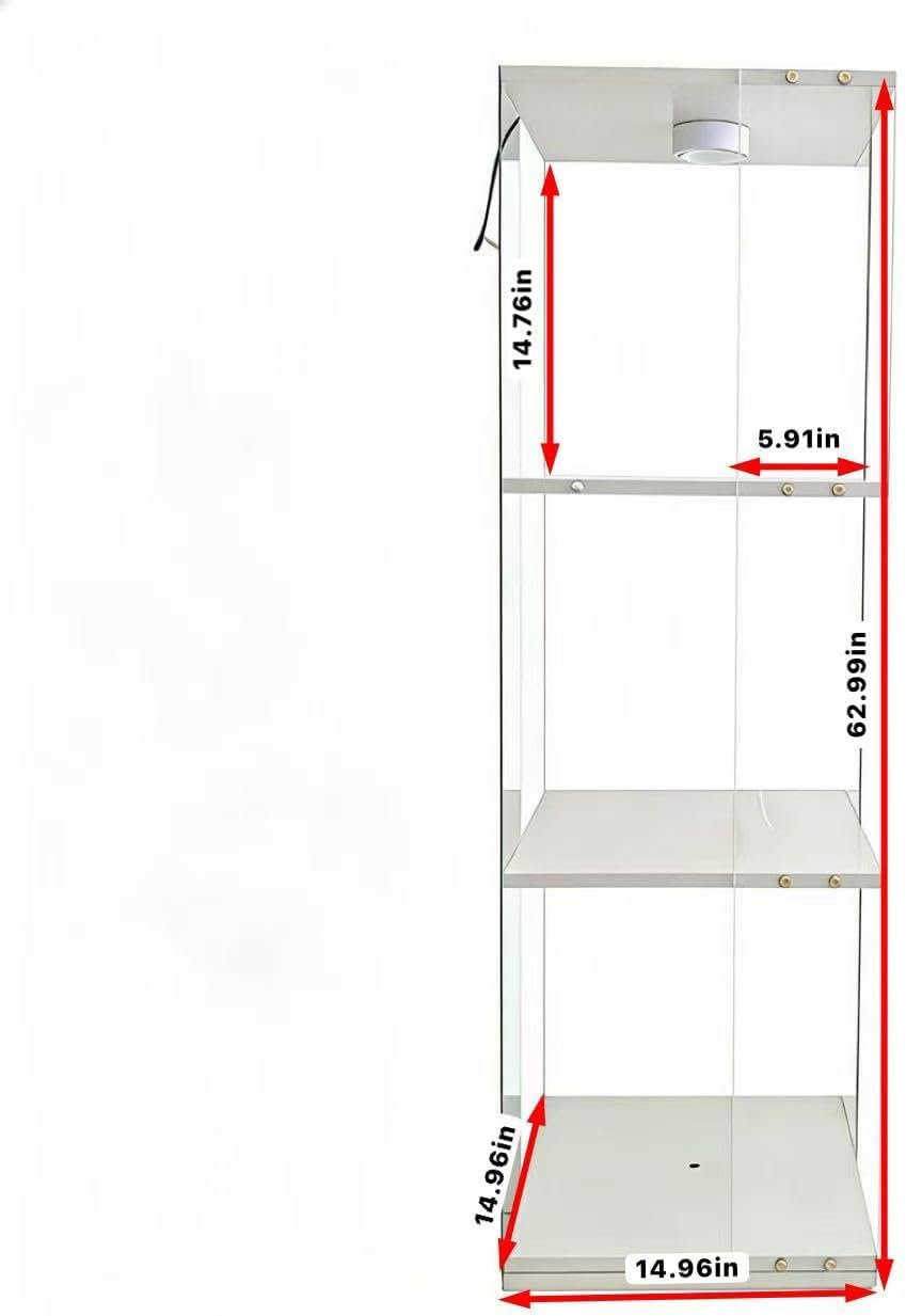 3-Tier Rotating Tempered Glass Display Cabinet, Floor Standing Curio Case with LED Touch Lights, Adjustable Feet for Living Room Corridor, Holds Collectibles Figurines Wine Trophy Jewelry,White